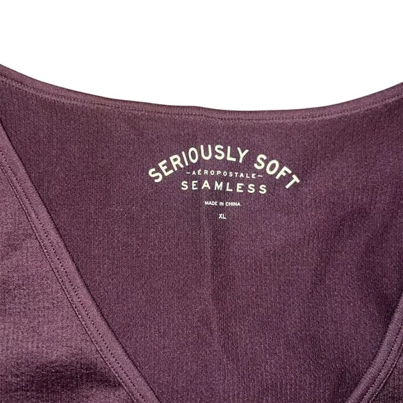 Aeropostale Seriously Soft Maroon Ribbed V-neck Cropped Tank NWT Size XL - Picture 4 of 7